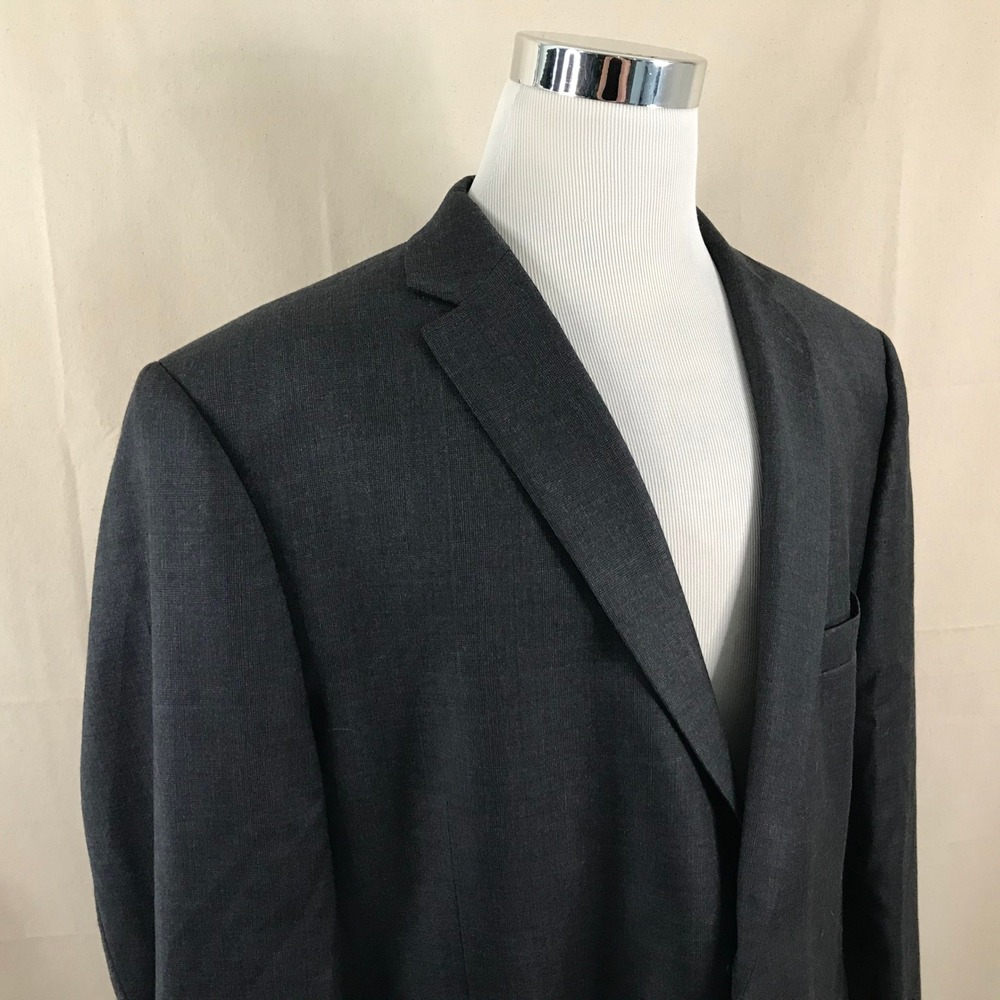 Jos. A. Bank 52R Sport Coat 100% Wool Charcoal Solid Two Button Double Vented